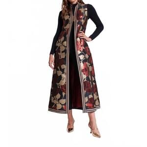 NEW FRANCES VALENTINE susie floral jacquard jacket in navy gold multi